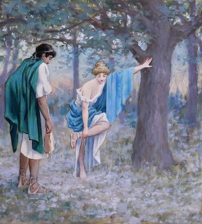 Henri-Victor Delavelle 1868-1919 Römische oder griechische Antike, Paar, Daphnis und Chloe, Gemälde