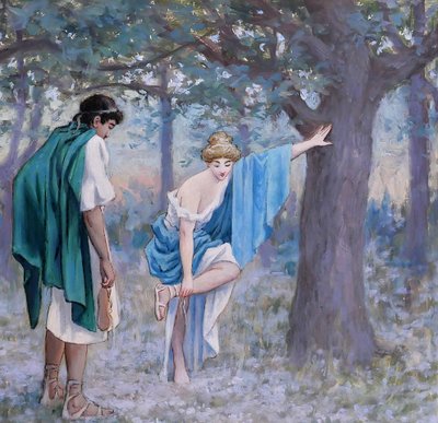 Henri-Victor Delavelle 1868-1919 Römische oder griechische Antike, Paar, Daphnis und Chloe, Gemälde