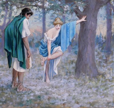 Henri-Victor Delavelle 1868-1919 Römische oder griechische Antike, Paar, Daphnis und Chloe, Gemälde