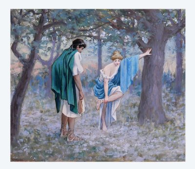 Henri-Victor Delavelle 1868-1919 Römische oder griechische Antike, Paar, Daphnis und Chloe, Gemälde