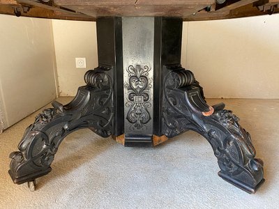 Grande tavolo Napoleone III in legno annerito