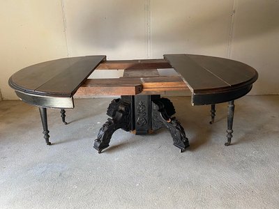 Grande tavolo Napoleone III in legno annerito
