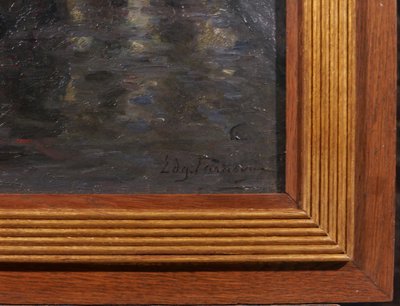 Edgard FARASYN 1868-1938 Pferde in der Stadt, Nachteffekt, Gemälde, Impressionismus Belgien
