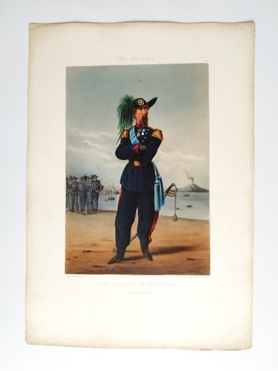  Caricature types militaires Italie officier de Bersaglier par Draner lithographie 19ème 