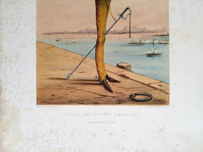 Types militaires Autriche 1862 Officier Supérieur d'Infanterie  lithographie 19ème