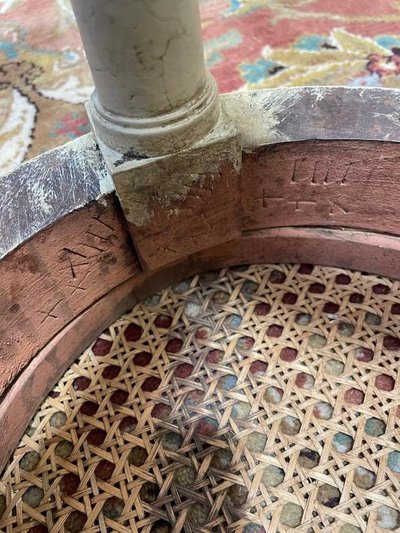 Louis XVI piano bench in Canage et Bois Rechampi