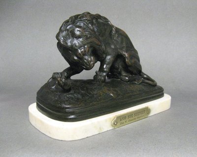 Bronze Sculpture Lion Au Serpent By Victor Chemin.