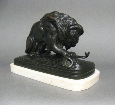Bronze Sculpture Lion Au Serpent By Victor Chemin.