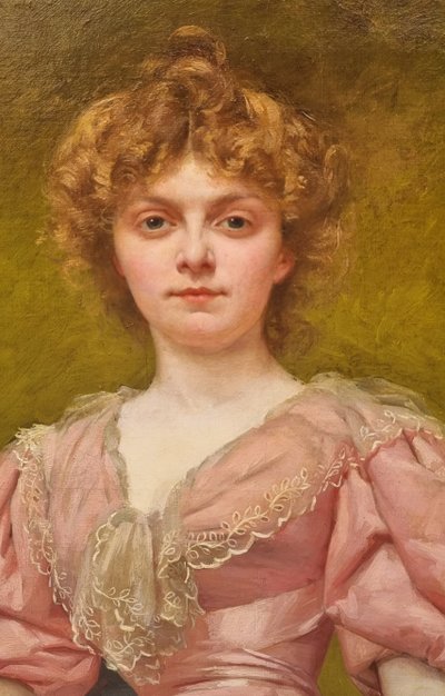 Pierre OUTIN - Ritratto di giovane donna con ventaglio