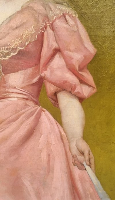 Pierre OUTIN - Ritratto di giovane donna con ventaglio