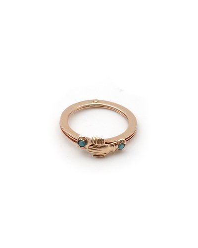 Fede Anello in oro rosa 14k con turchese, anello fede, anello promessa, anello di fidanzamento e matrimonio