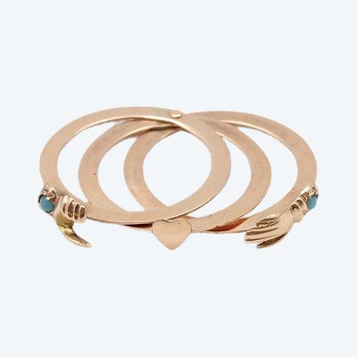 Fede Anello in oro rosa 14k con turchese, anello fede, anello promessa, anello di fidanzamento e matrimonio
