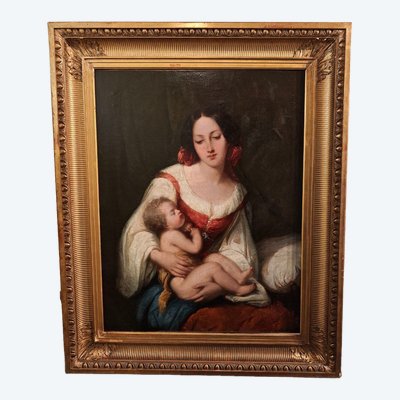 Neo-Classical painting "Virgin and Child" - French school Early 19th century