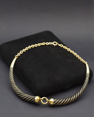 Gay Freres Torque Necklace 18 Karat Gold And Silver Torque, Seventie's Necklace