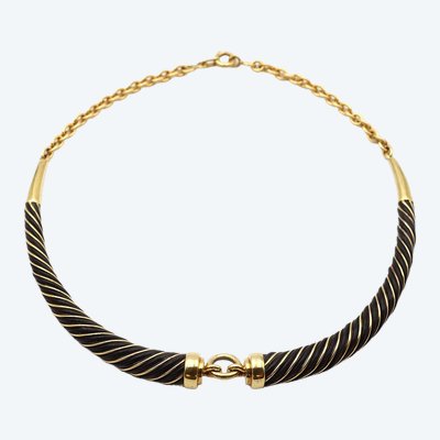 Gay Freres Torque Necklace 18 Karat Gold And Silver Torque, Seventie's Necklace