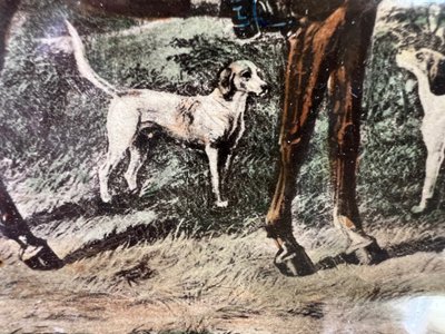 Antique engraving 1837 - John Mytton on horseback - hunting scene - signed W. Giller - framed
