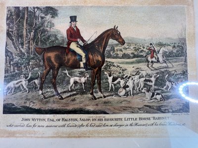 Antique engraving 1837 - John Mytton on horseback - hunting scene - signed W. Giller - framed