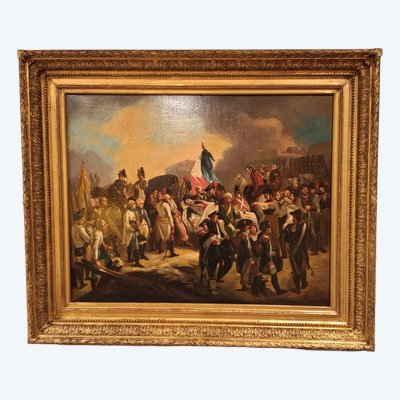 Painting depicting the death of General Marceau after François Bouchot, 19th century.