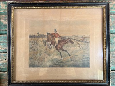 Alter Stich - Henry Alken - "Going Down a Difficulty" - Treibjagd - England - 1830