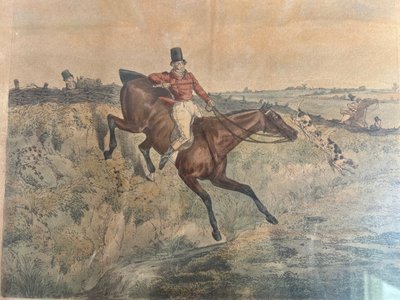 Alter Stich - Henry Alken - "Going Down a Difficulty" - Treibjagd - England - 1830