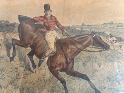 Alter Stich - Henry Alken - "Going Down a Difficulty" - Treibjagd - England - 1830