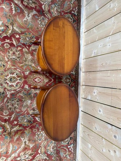 Pair of oval chevet tables in cherry