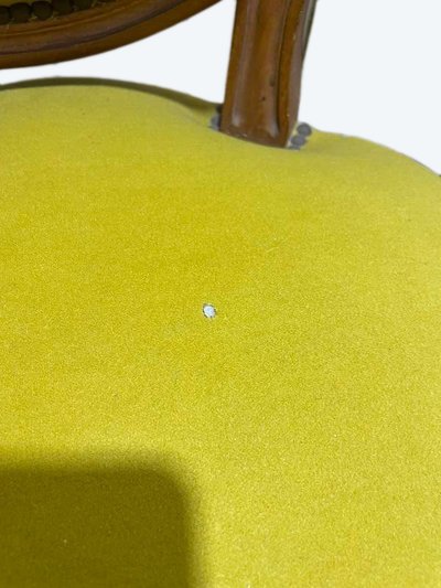 Suite di 4 sedie in stile giallo Louis XVI giallo