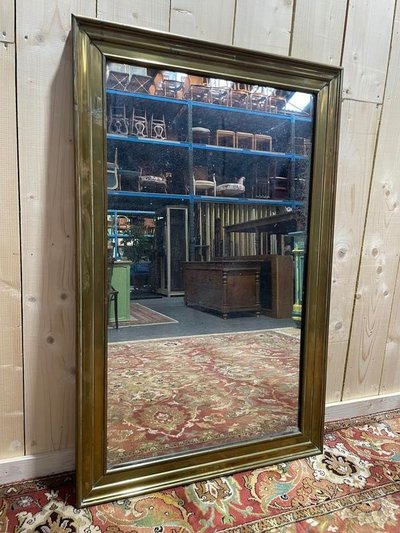 Miroir de bistro - brasserie en laiton et mercure 