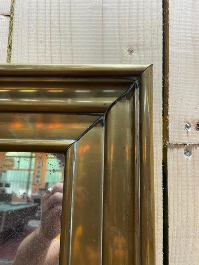 Miroir de bistro - brasserie en laiton et mercure 