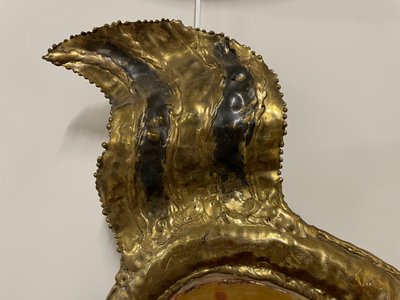 Henri Fernandez - Applique Poisson en laiton et agate Circa 1970