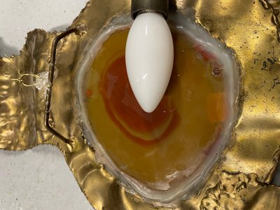 Henri Fernandez - Applique Poisson en laiton et agate Circa 1970