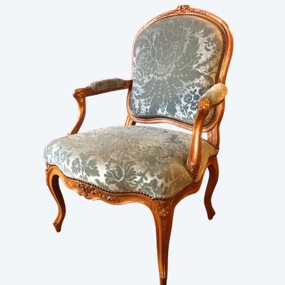 Stamped Malbet, fauteuil à la reine, Louis XV period
