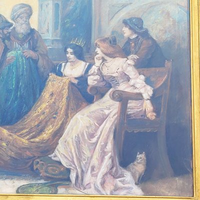 Stoffhändler in Venedig, gerahmtes Pastell, Anfang des 20. Jahrhunderts