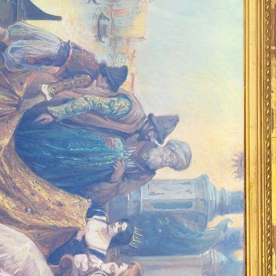 Stoffhändler in Venedig, gerahmtes Pastell, Anfang des 20. Jahrhunderts