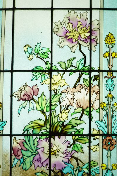 Glasmalerei - Blumenfenster im Jugendstil