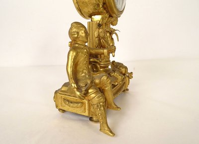 Small ormolu gardener clock with watering can Berthoud Paris 19th century