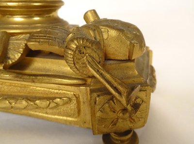 Small ormolu gardener clock with watering can Berthoud Paris 19th century