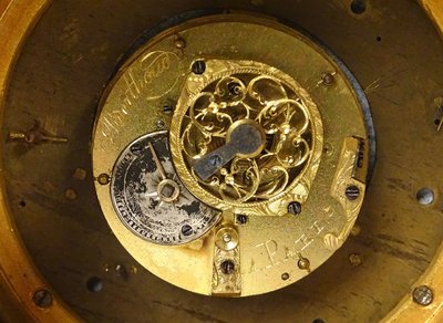 Small ormolu gardener clock with watering can Berthoud Paris 19th century