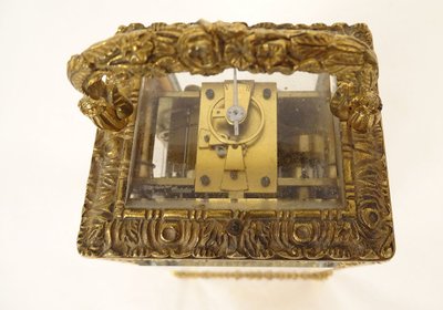 Russian travelling officer's clock gilt bronze Kreitz St Petersburg 19th century