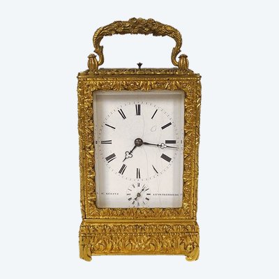 Russian travelling officer's clock gilt bronze Kreitz St Petersburg 19th century