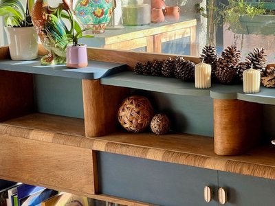 Console and shelving unit, 30s-50s makeover