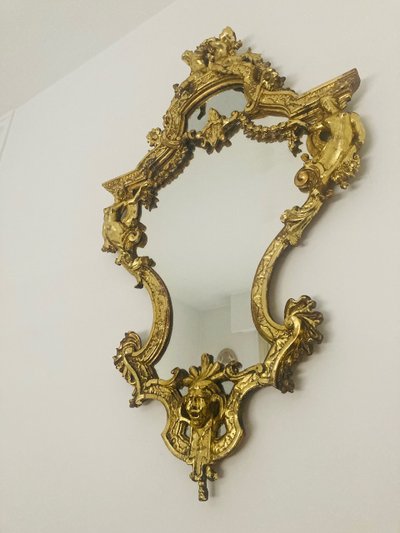 Large Regency-style Venetian mirror in gilded wood, XIXth century