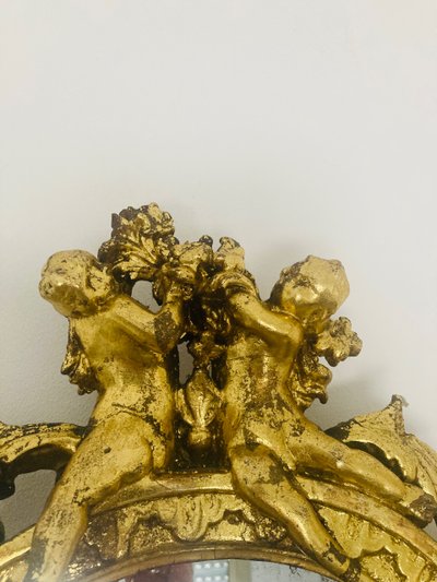 Large Regency-style Venetian mirror in gilded wood, XIXth century