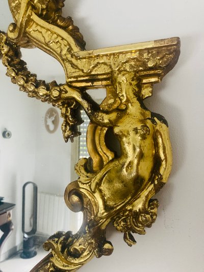 Large Regency-style Venetian mirror in gilded wood, XIXth century