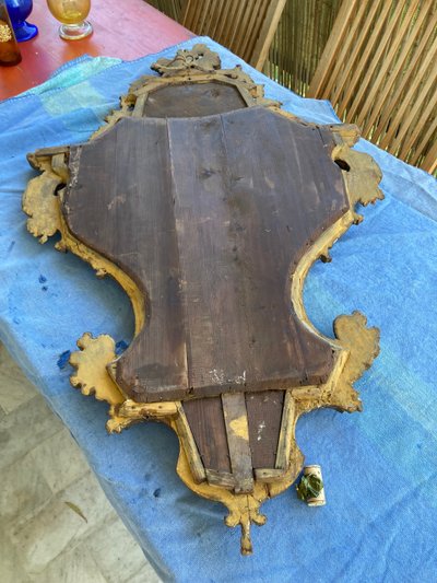 Large Regency-style Venetian mirror in gilded wood, XIXth century