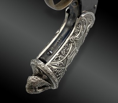 PISTOLA A COLPO SINGOLO SMITH & WESSON, 2 Mod. CALCIO LIBERTY ALLEGORIA.