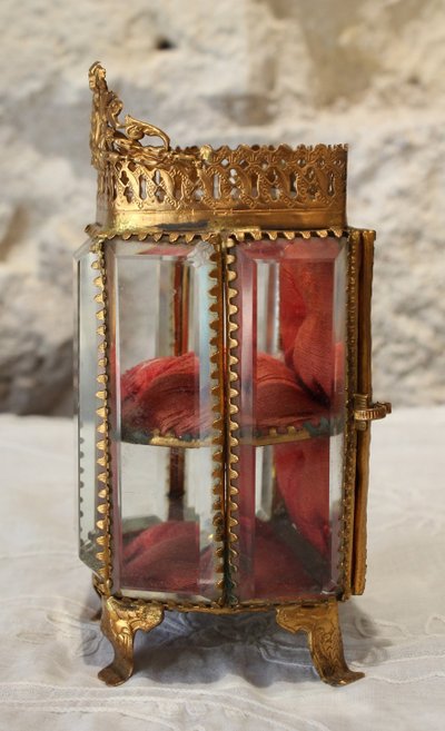 Large beveled glass and brass jewelry box, late 19th century, Napoleon III