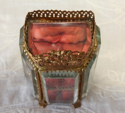 Large beveled glass and brass jewelry box, late 19th century, Napoleon III