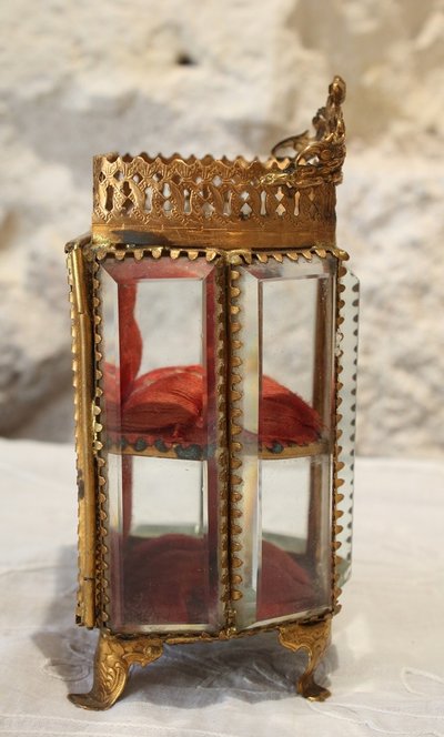 Large beveled glass and brass jewelry box, late 19th century, Napoleon III
