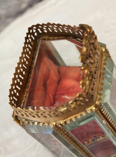 Large beveled glass and brass jewelry box, late 19th century, Napoleon III